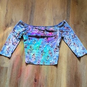 Velvet Flower print Crop Top